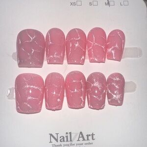 Pink Marble Press-On Nails